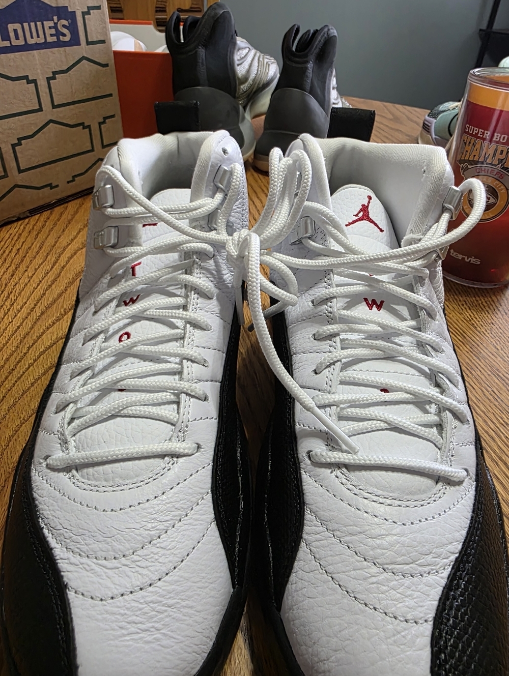 Jordan 12 Retro Taxi Size 7 Men’s White/Black Basketball Sneakers  Red Jumpman